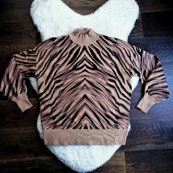 Ted Baker Tiger Striped Turtleneck Sweater - Picture 3 of 12